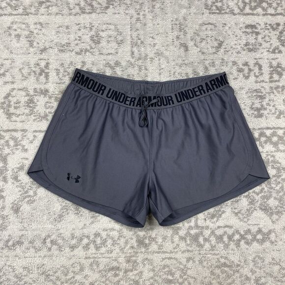Under Armour Loose Heatgear Drawstring Grey Athletic Shorts Women's Size Medium - Picture 1 of 5